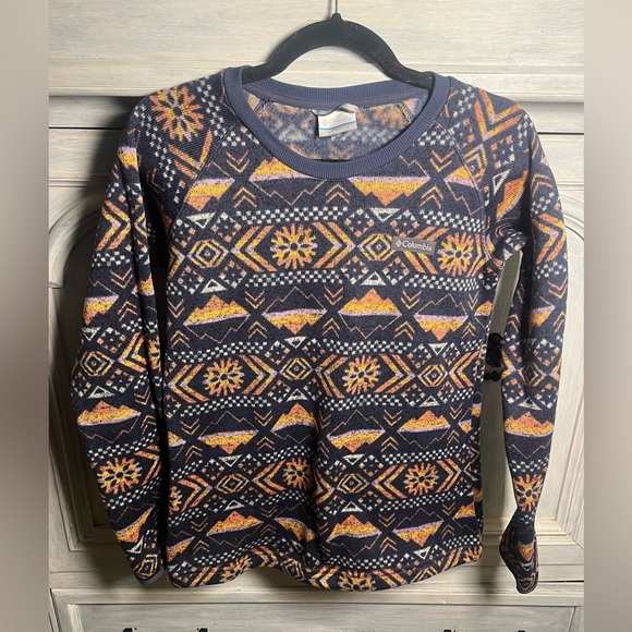 Columbia Sweater Weather Fleece Crew Shirt Nocturnal Pinecones Aztec Outdoors - Picture 4 of 9